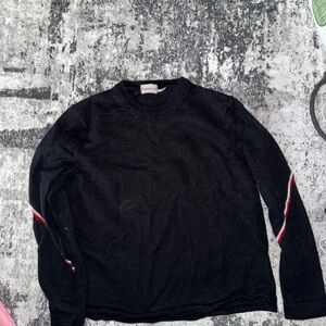 Moncler Black Crewneck Sweater with Red Accents